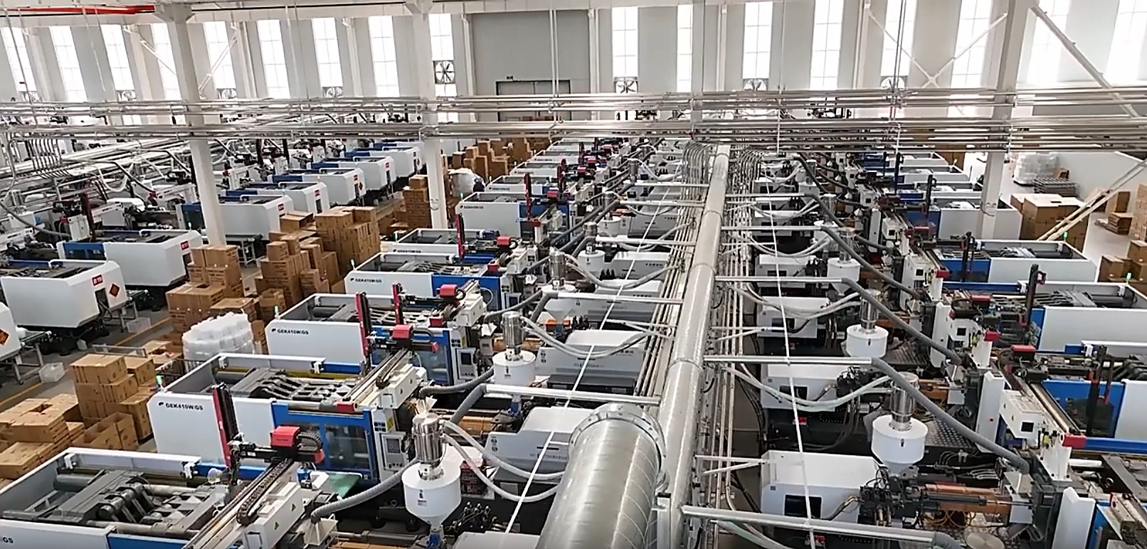 Packaging production line equipment inside supplier factory