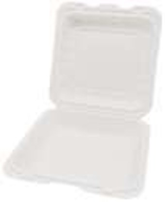MH-225 6" X 6" 1-Compartment White Mineral-Filled Plastic Hinged Container2