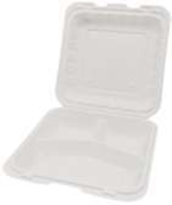 MH-96 9" X 6" 1-Compartment White Mineral-Filled Plastic Hinged Container1