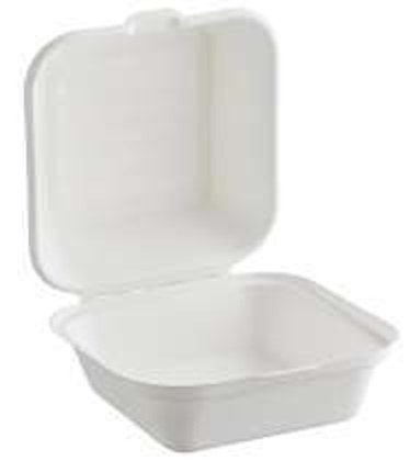 PCT061L Compostable Hinged Container 6x6" Bagasse PFAS Free