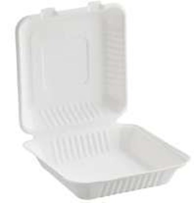 PCT091 Compostable Hinged Container 9x9" Bagasse PFAS Free