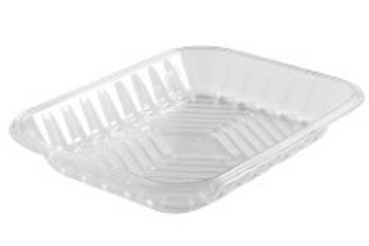 PMT-4D Clear PET Plastic Meat Tray 9 1/5''X7 1/5''X1 1/5''