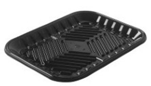 PMTB-10P Black PET Plastic Meat Tray 10 9/10''X 6''X 1 1/10''