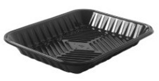 PMTB-17S Black PET Plastic Meat Tray 8 5/16" X 4 1/2" X 2/5"