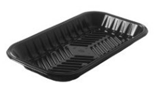 PMTB-20S Black PET Plastic Meat Tray 8 7/10" X 6 3/5" X 4/5"