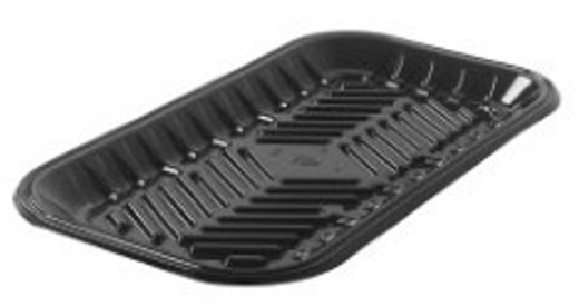 PMTB-27S Black PET Plastic Meat Tray 14 9/10''X 5 1/2''X 9/10''