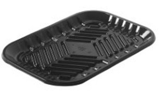 PMTB-4D Black PET Plastic Meat Tray 9 1/5''X7 1/5''X1 1/5''