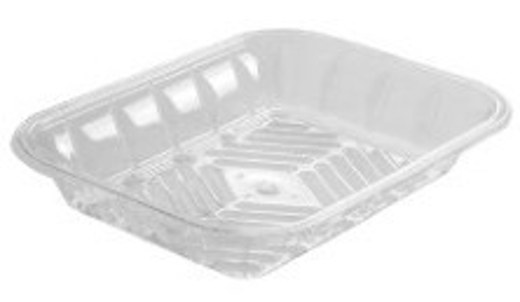 PMTB-4P Black PET Plastic Meat Tray 8 7/10''X6 3/5''X1 1/2''