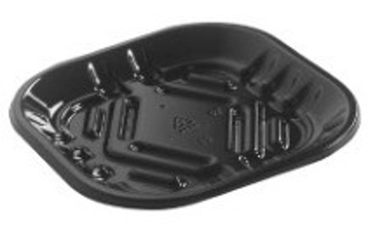 PMTB-4S Black PET Plastic Meat Tray 9 1/4''X7 1/5''X 3/5''