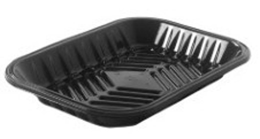 PMTB-5S Black PET Plastic Meat Tray 10 1/3" X 5 1/2" X 4/5"