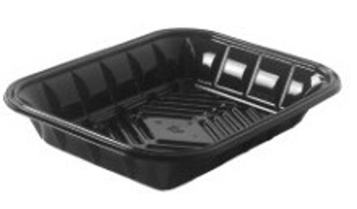 PMTB-8DP Black PET Plastic Meat Tray 8" X 10 1/2" X 1 3/8"