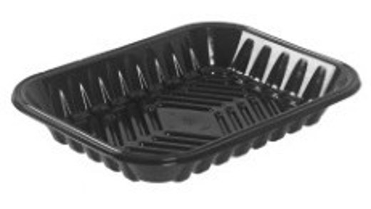 PMTB-8P Black PET Plastic Meat Tray 8" X 10 1/10" X 1 1/10"