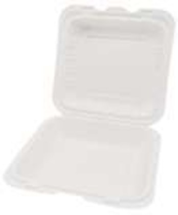 PPW-206 9" X 6" 1-Compartment White Mineral-Filled Plastic Hinged Container1