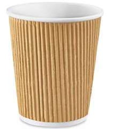 PRKC-12 12 OZ Double Wall Ripple Kraft Paper Hot Cup