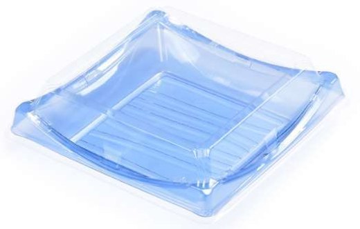 SZ-140 Blue PET Sushi Container With Lid 7.28"X7.28"1.96"