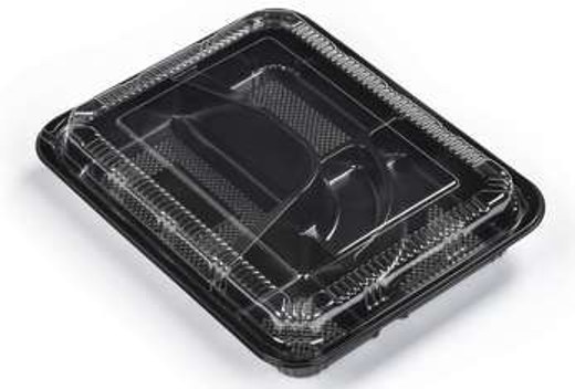 SZ-306 Rectangular Black Plastic Bento Box Set 10.5"X8.1"X2"
