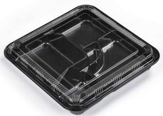 SZ-307 Square Black Plastic Bento Box Set 10.6"X10.6"X2"
