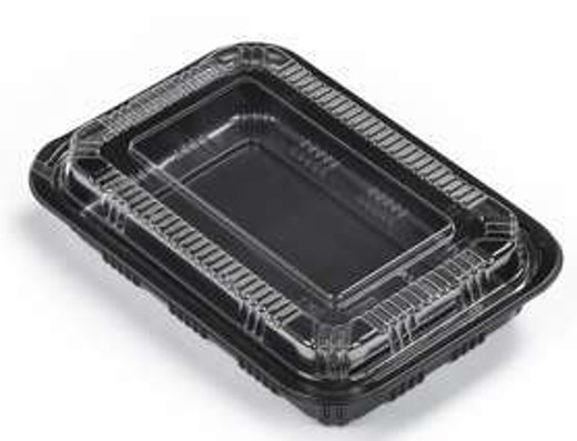 SZ-820 Rectangular Black Plastic Lunch Box Set 8.3"X5.7"X1.8"