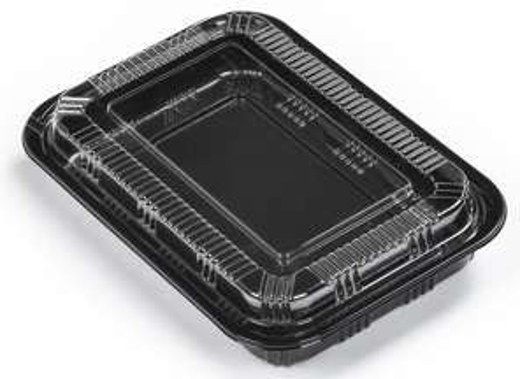 SZ-825 Rectangular Black Plastic Lunch Box Set 9.1"X6.3"X1.9"