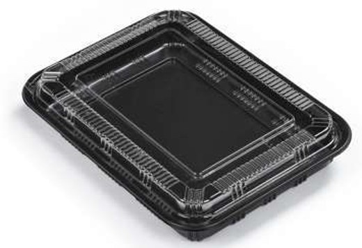 SZ-830 Rectangular Black Plastic Lunch Box Set 10.4"X7.9"X1.9"